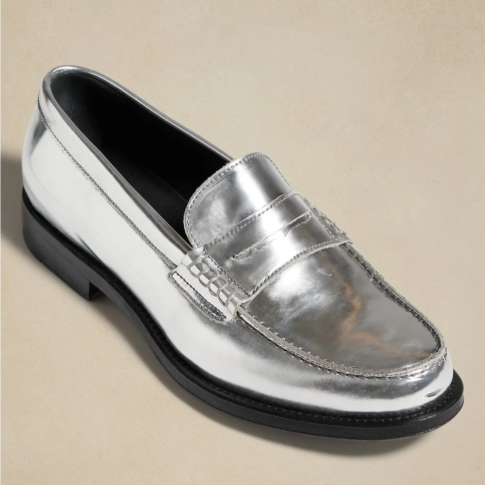 Banana Republic Navarre Metallic Leather Penny Loafer - Picture 2 of 10